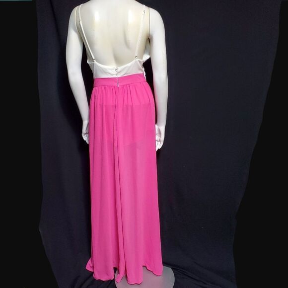 J. Our Sexy Pink & White Sexy Low Cut Dress (M) - Picture 4 of 5